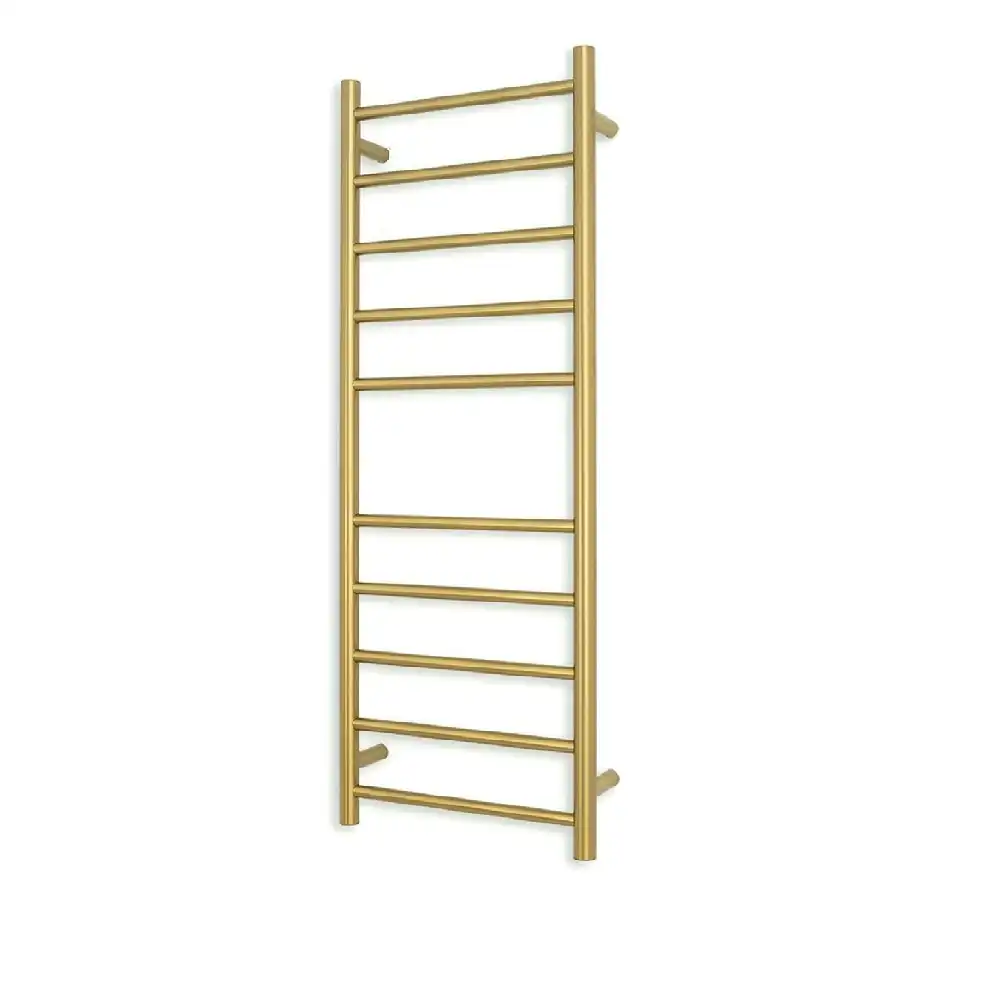 Radiant Brushed Gold 430 x 1100mm Round Heated Towel Rail (Left Wiring) GLD-RTR430LEFT