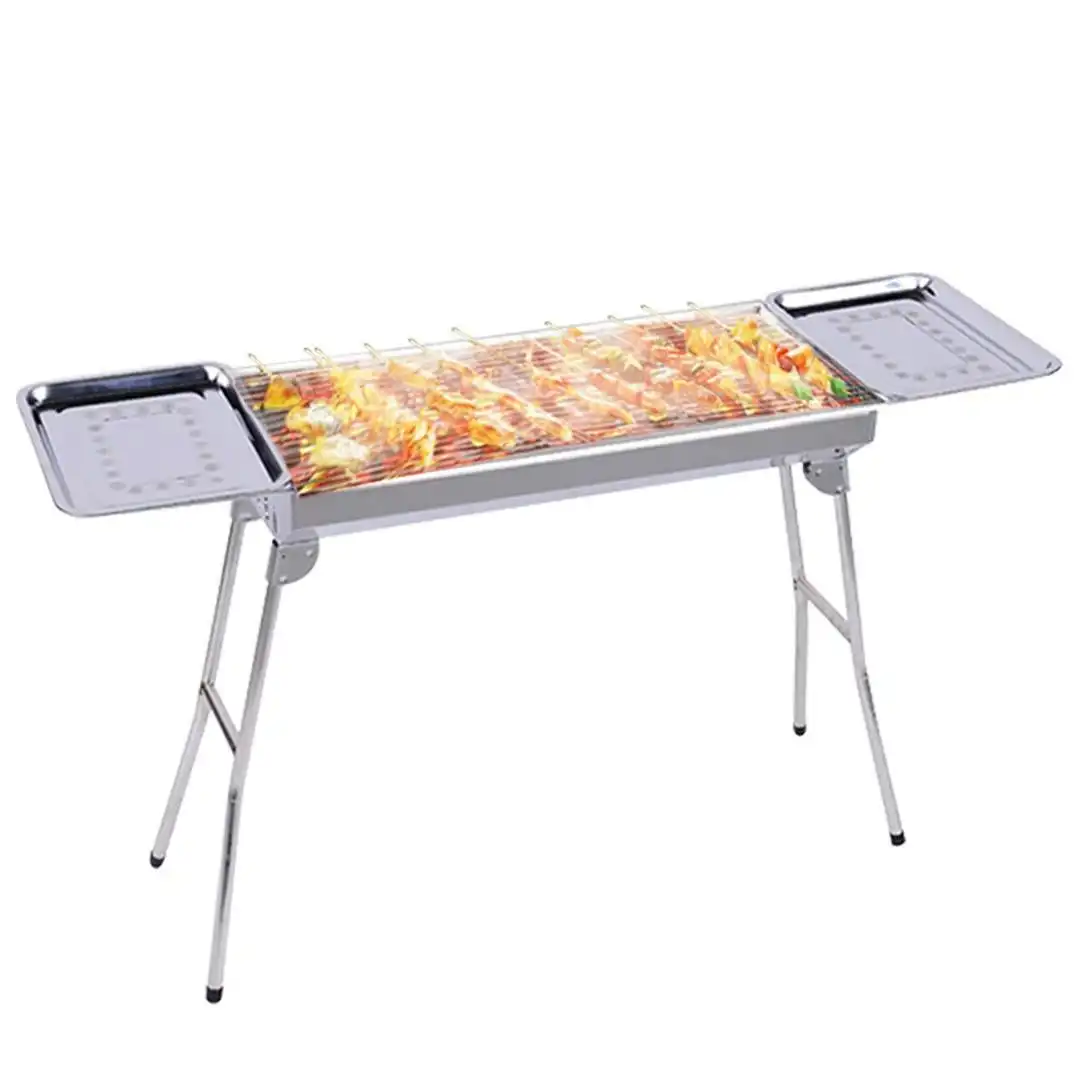 Soga Skewers Grill with Side Tray Portable Stainless Steel Charcoal BBQ Outdoor 6-8 Persons