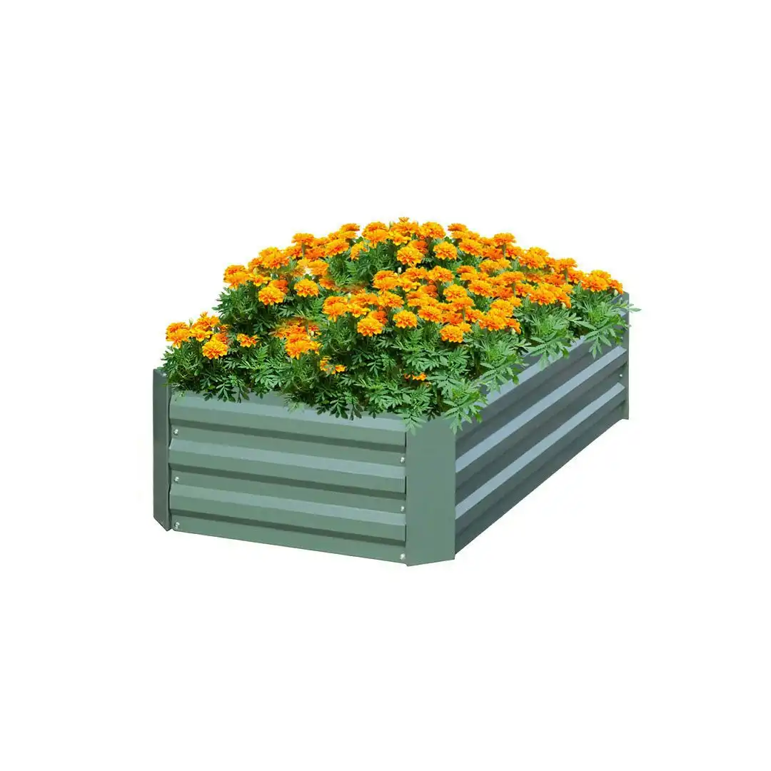 Soga 90cm Rectangle Galvanised Raised Garden Bed Vegetable Herb Flower Outdoor Planter Box