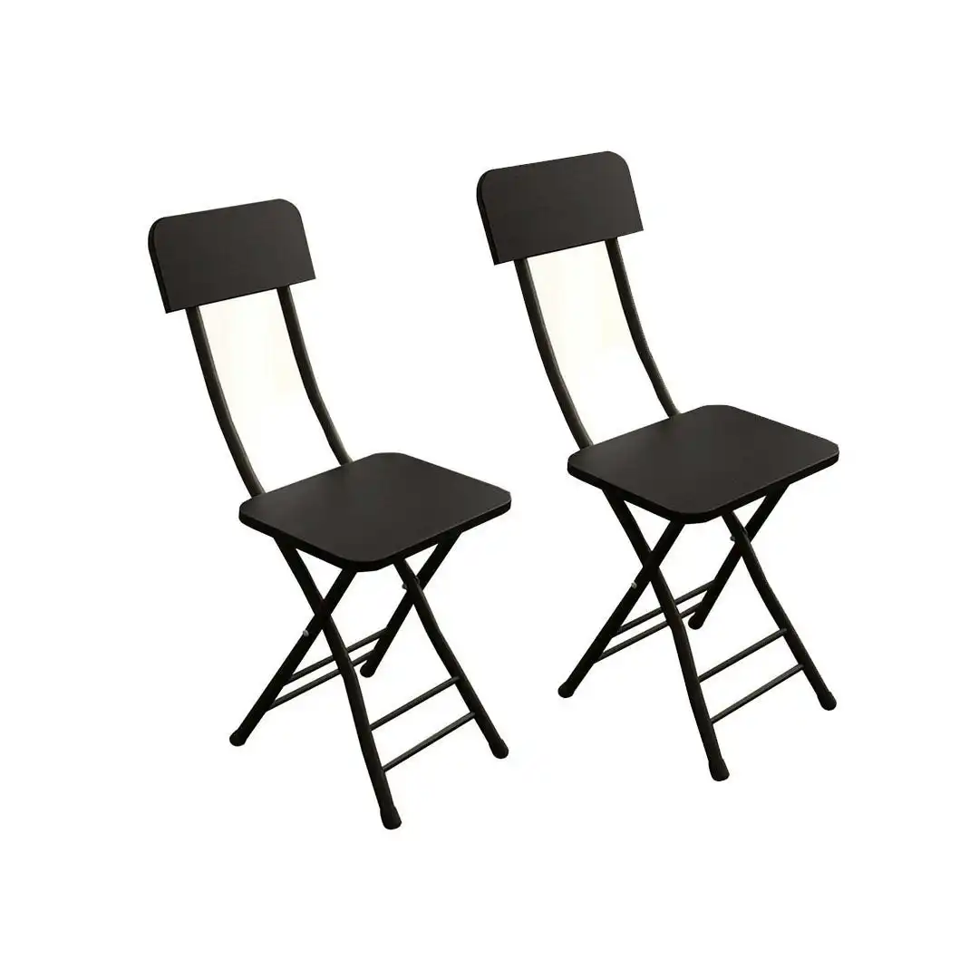 Soga Black Foldable Chair Space Saving Lightweight Portable Stylish Seat Home Decor Set of 2