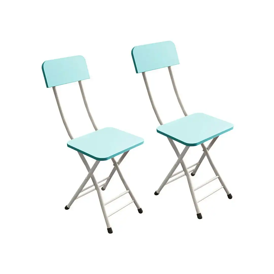 Soga Blue Foldable Chair Space Saving Lightweight Portable Stylish Seat Home Decor Set of 2