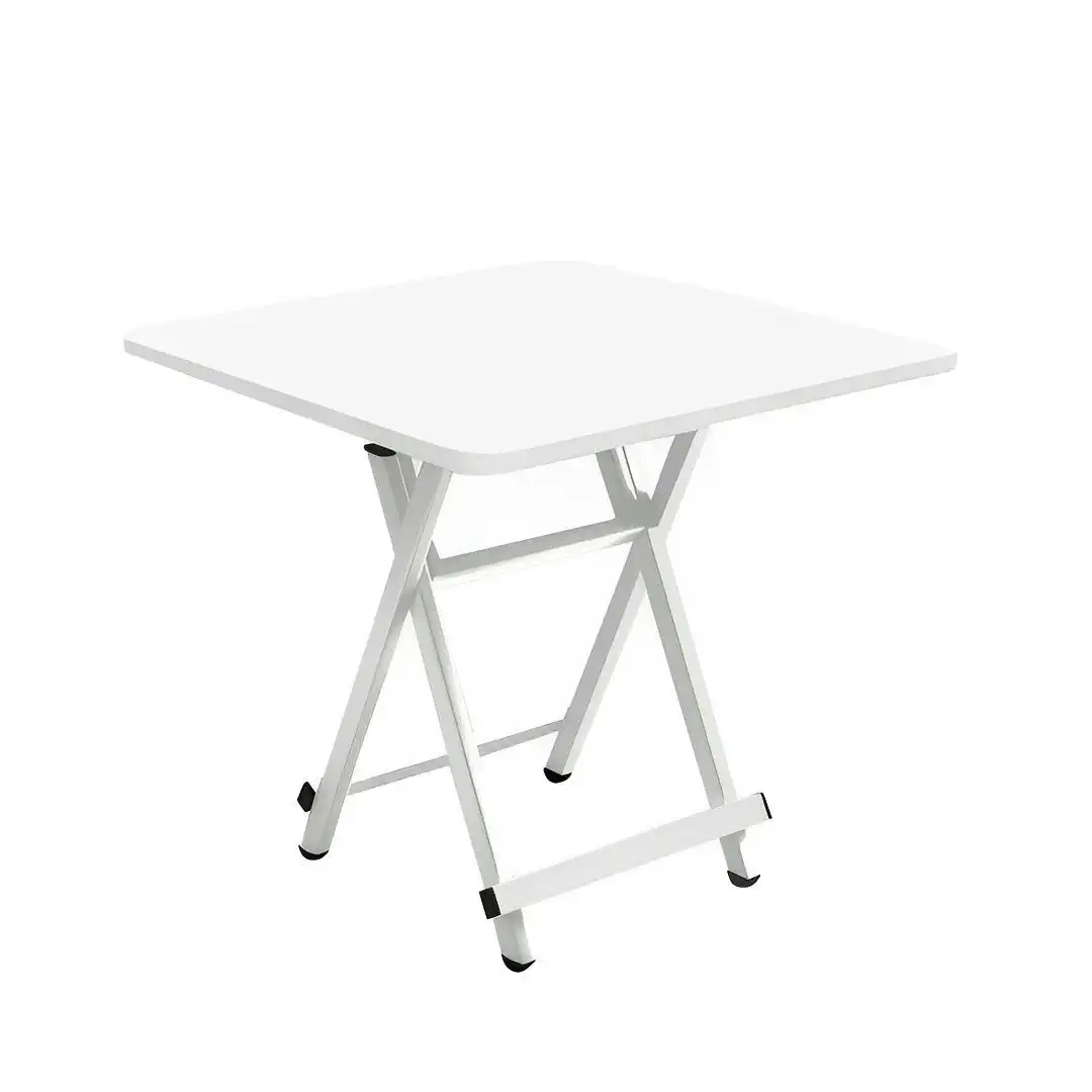 Soga White Dining Table Portable Square Surface Space Saving Folding Desk with Lacquered Legs Home Decor