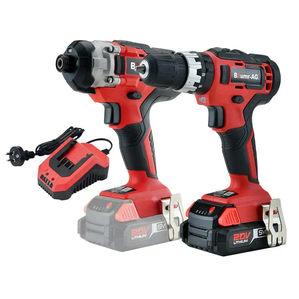 Baumr-AG 20V Cordless Drill and Impact Driver Combo Kit w/ SYNC Battery & Charger