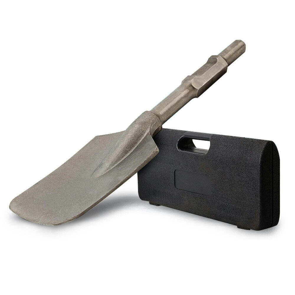 Baumr-AG 140mm Square-Tipped 30mm Hex Clay Spade Jackhammer Chisel with Bonus Carry Case