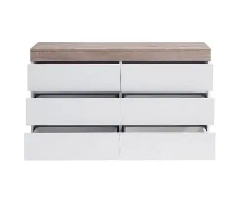 Ashley Coastal White Wooden Chest of 6 Drawers Cabinet