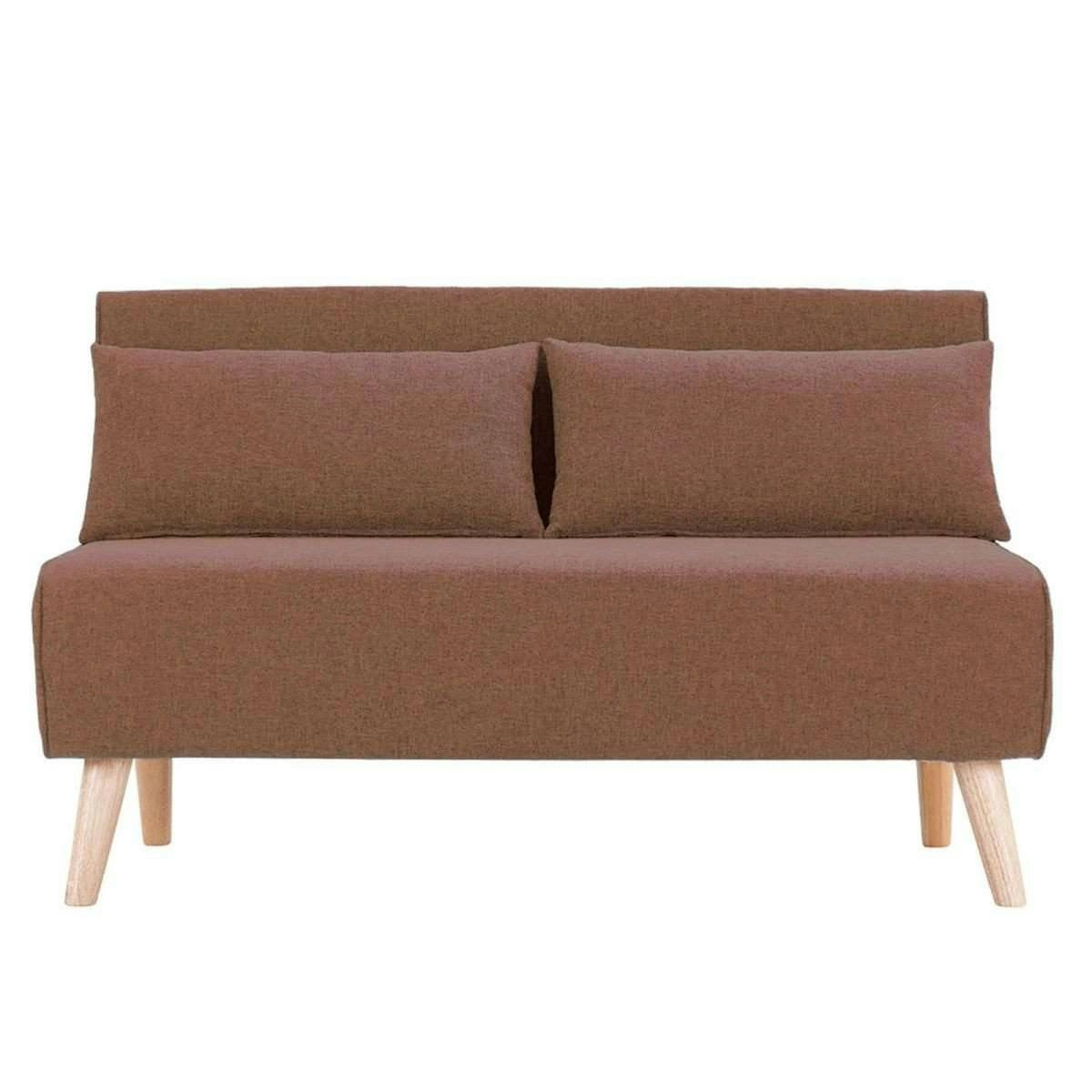 2 Seater Adjustable Sofa Bed Lounge Faux Velvet Fabric   Brown