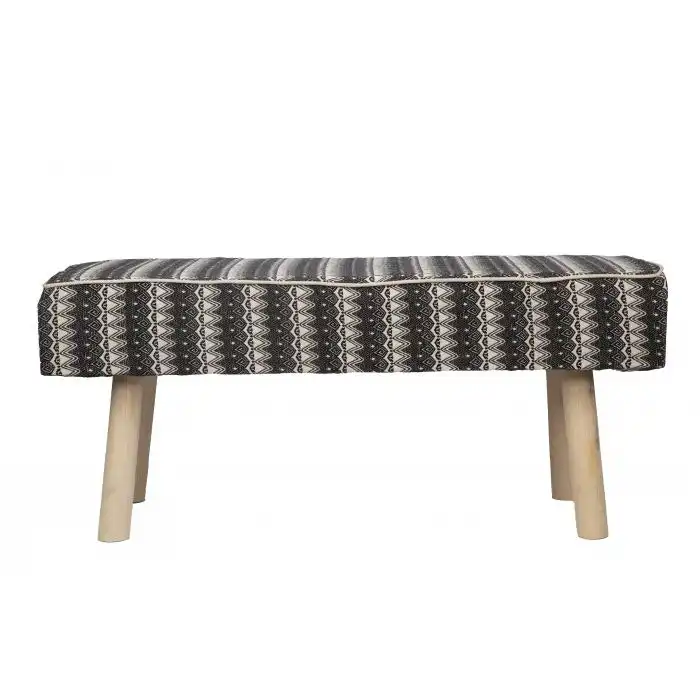 Ava Upholstered Bench Set  WHT/BLK