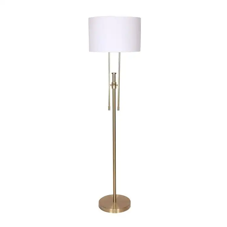 Sarantino Brushed Gold Height Adjustable Metal Floor Lamp