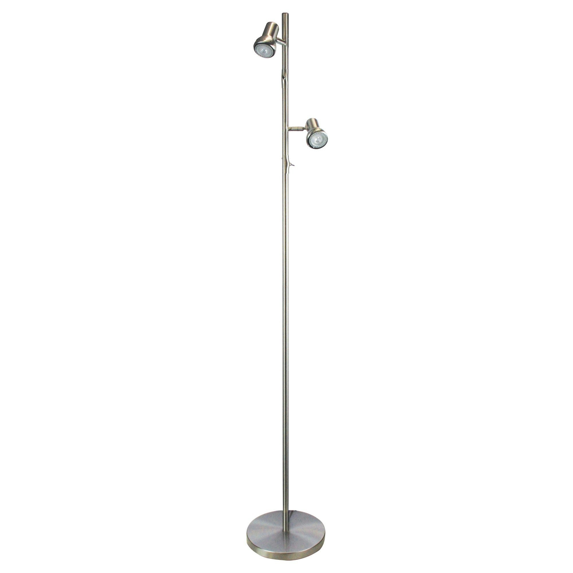 DAXAM LED Twin Adjustable Floor Lamp Brushed Chrome