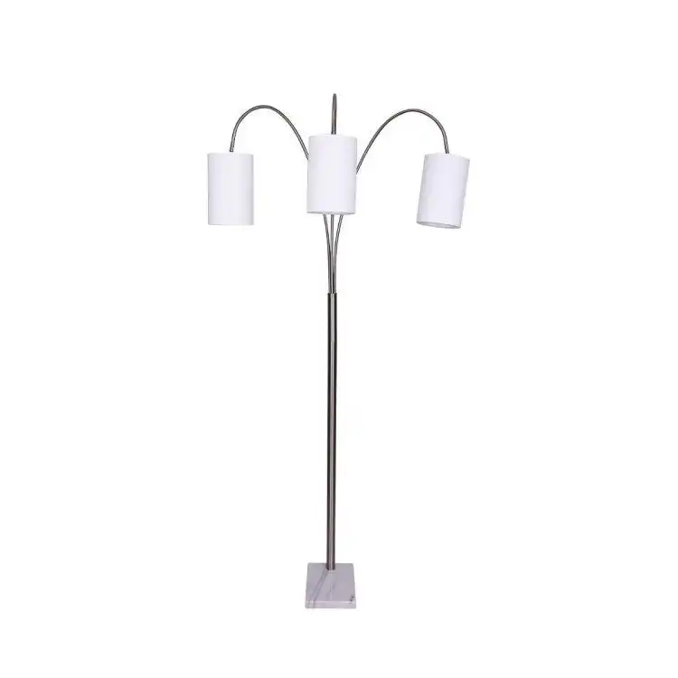 Sarantino 3 Light Metal Arc Floor Lamp   Nickel & Marble Finish