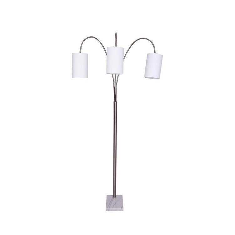 Sarantino 3 Light Metal Arc Floor Lamp   Nickel & Marble Finish