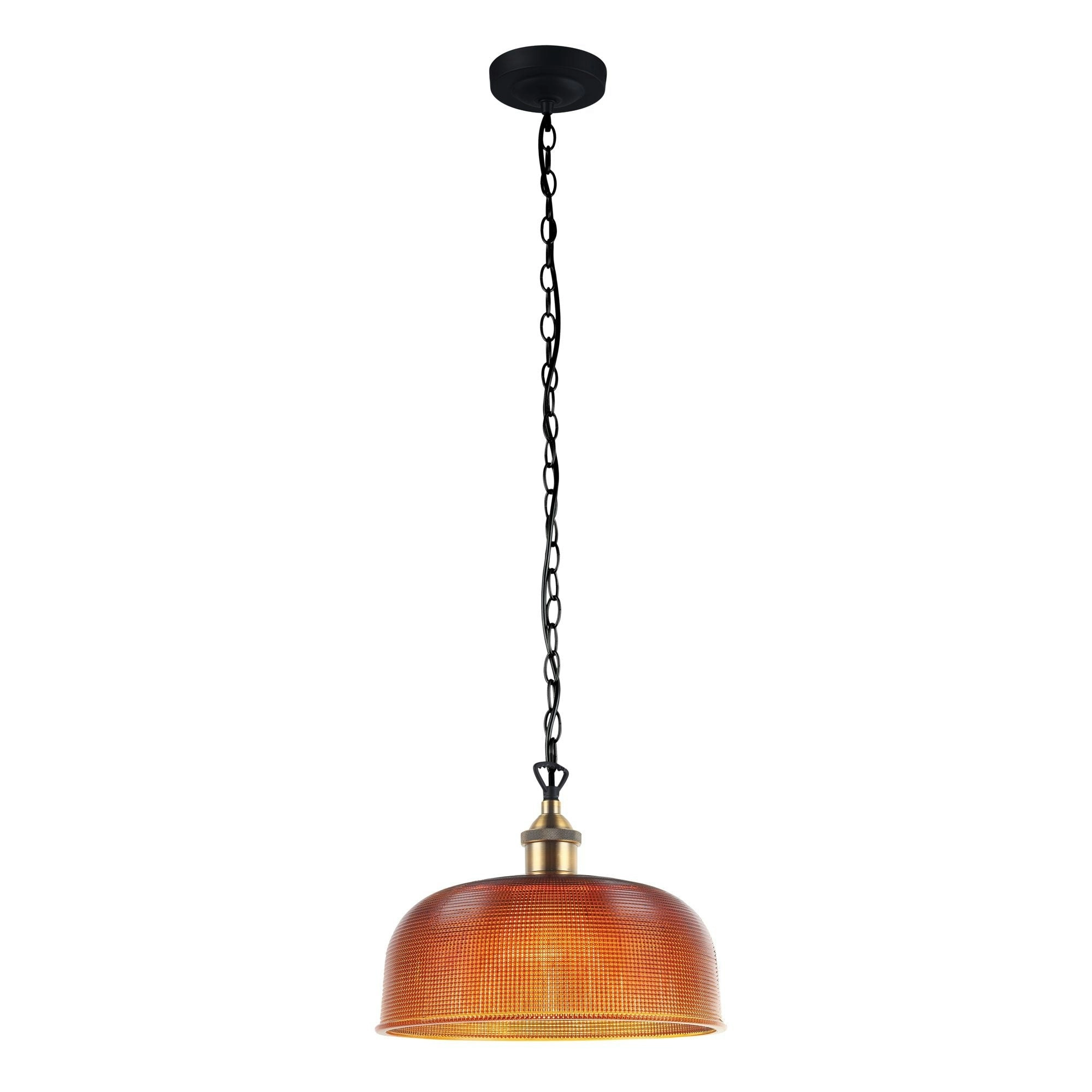 MAISON 27 Retro Halophane Amber Glass Pendant