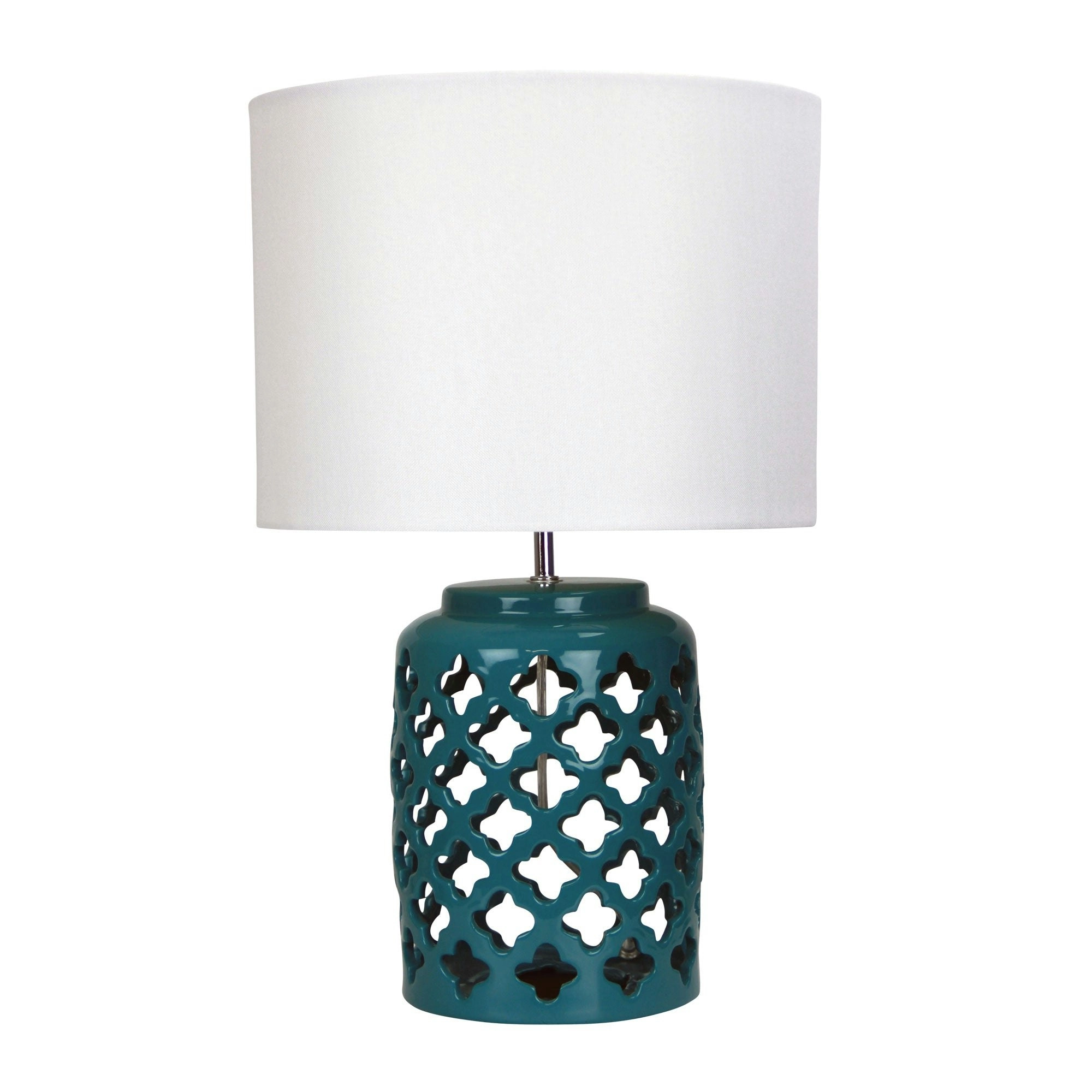 CASBAH Moorish Cut Ceramic Table Lamp Teal