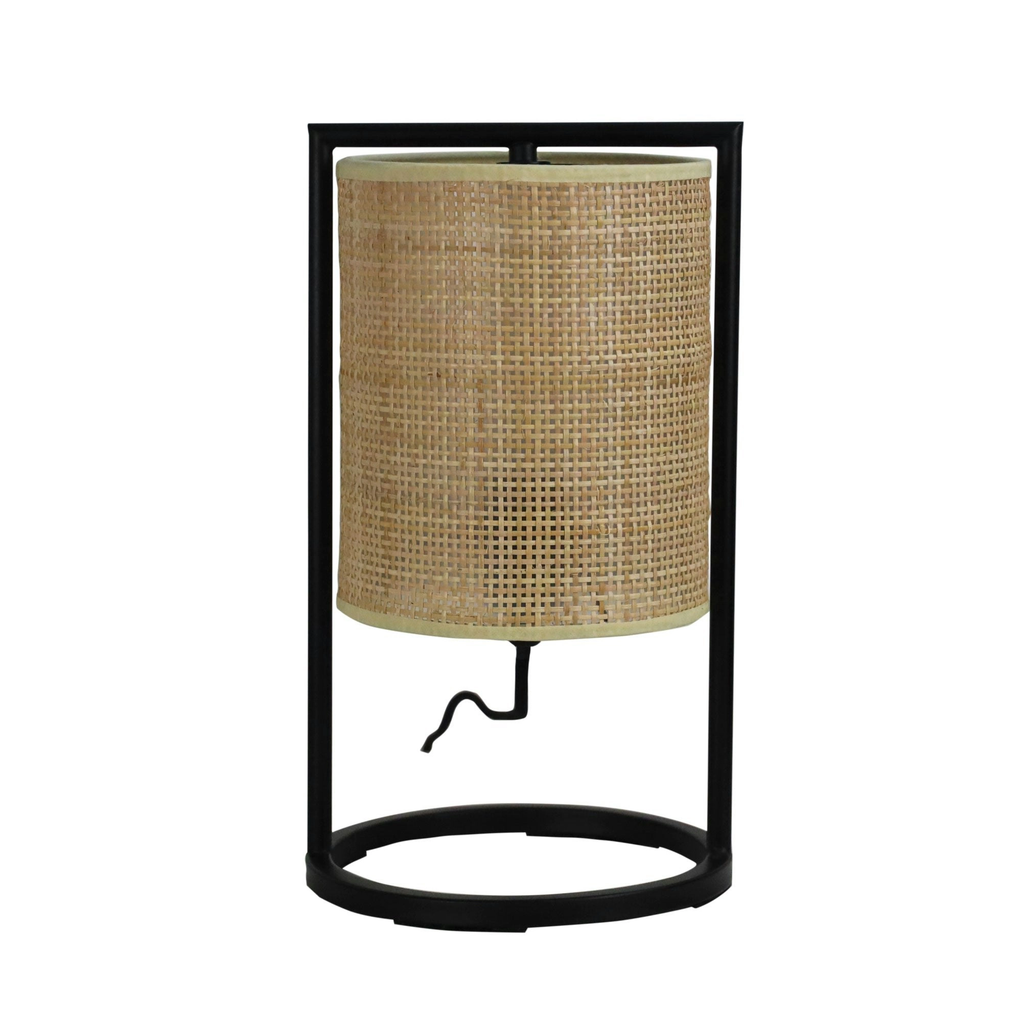 MANDALAY Black Table Lamp with Rattan Shade