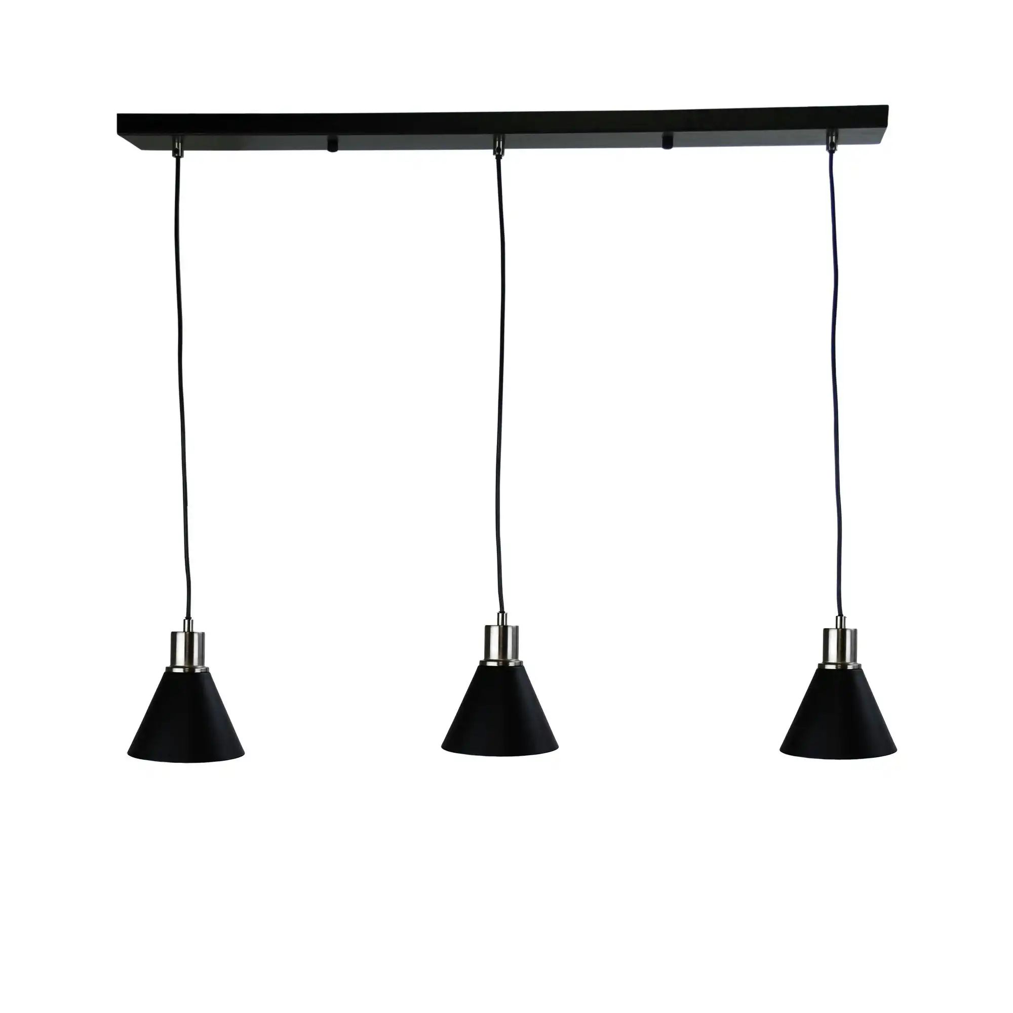 COMO 3 LIGHT Black and Brushed Chrome 3 Light Bar Pendant