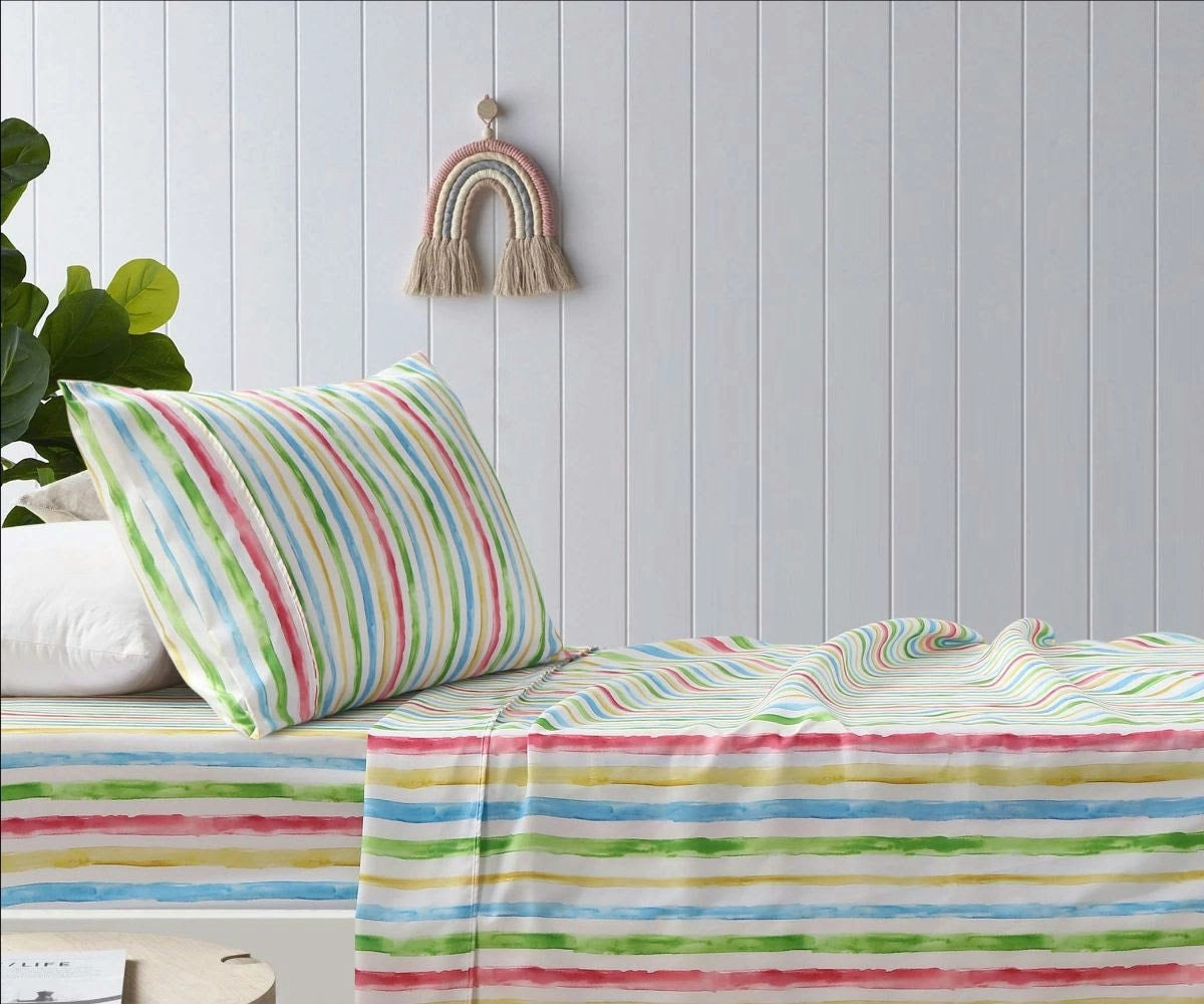 Happy Kids Stripes Printed Microfibre Sheet Set