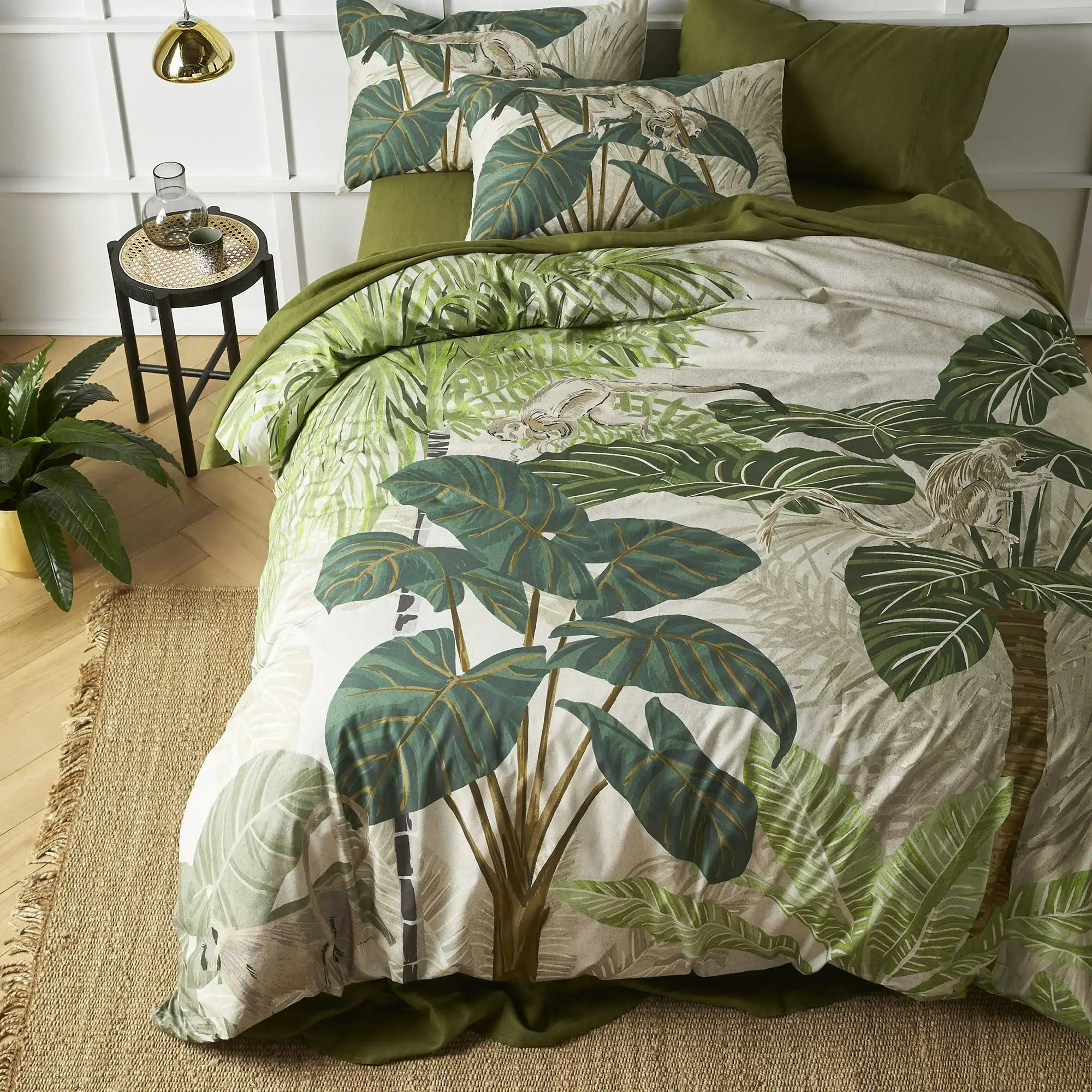 Accessorize Monkey Palms 180TC Cotton Digital Printed Quilt Cover Set