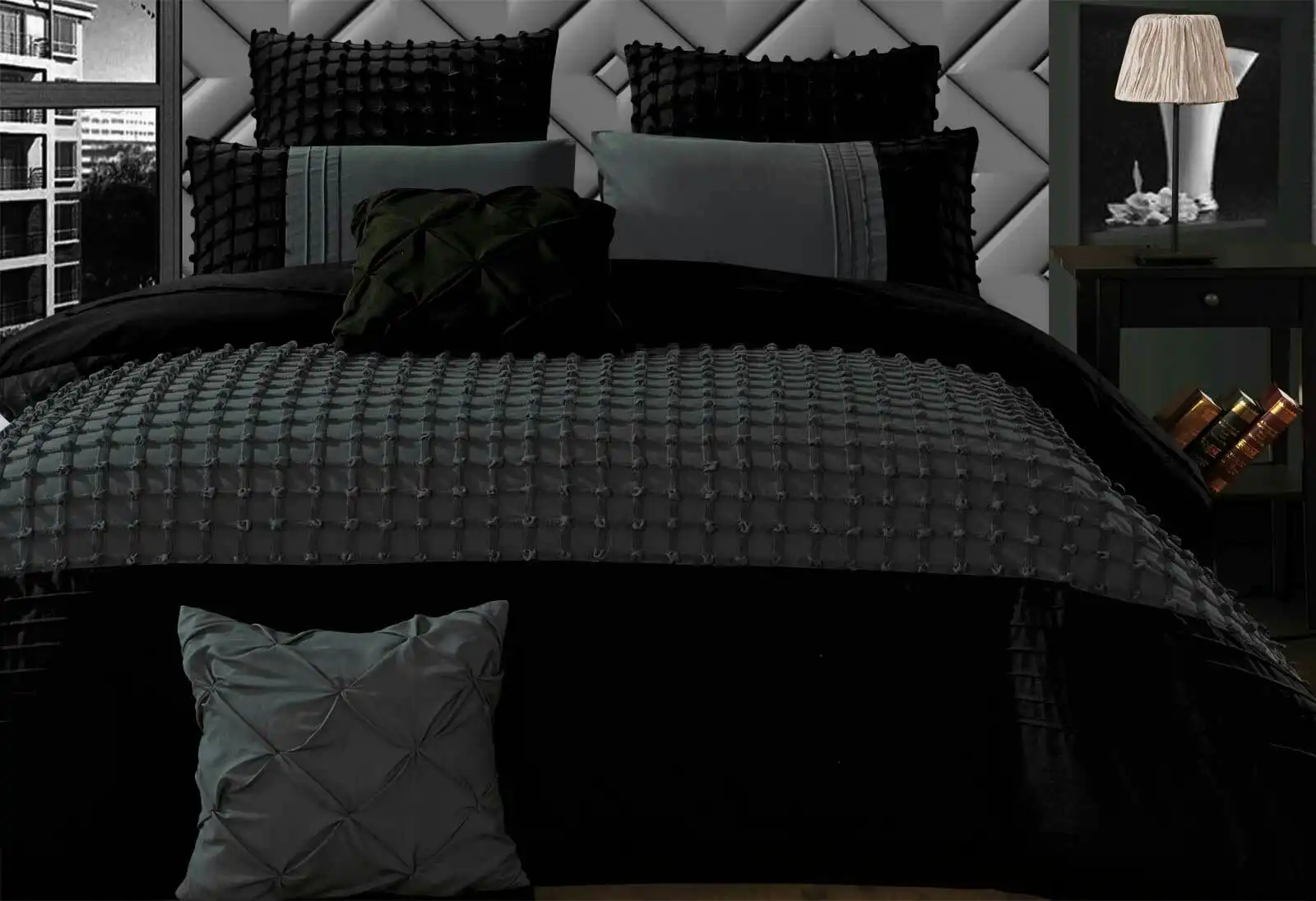 Luxton Cossette Stone Grey Quilt Cover Set