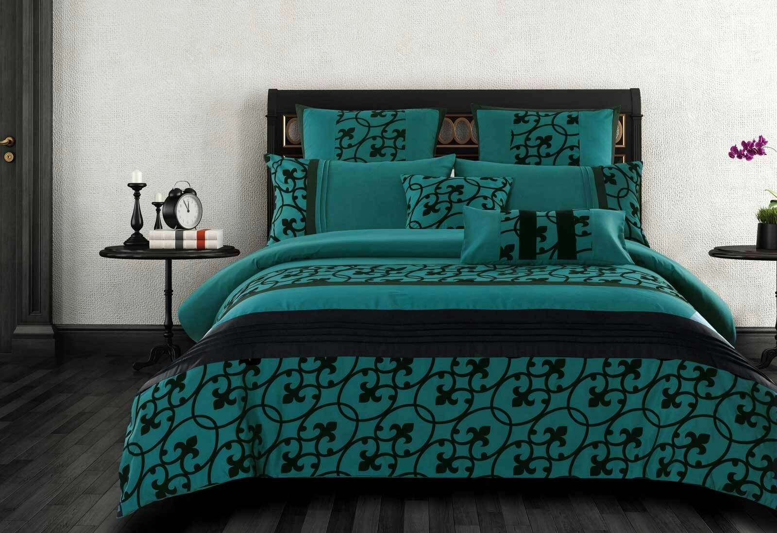 Luxton Halsey Teal Black Quilt Cover Set