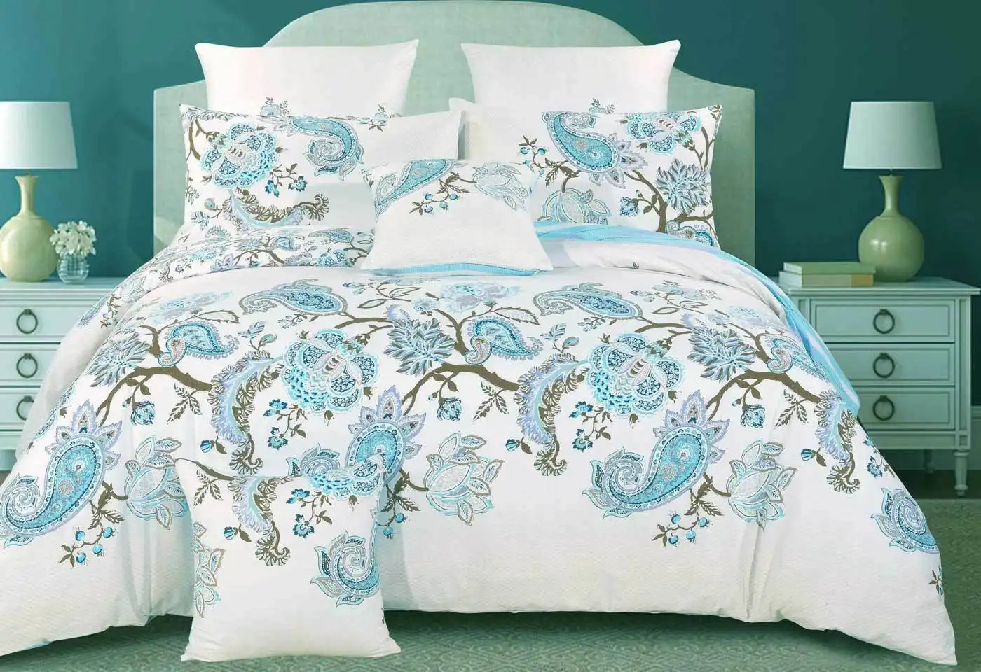 Luxton Blue Paisley Cotton Quilt Cover Set