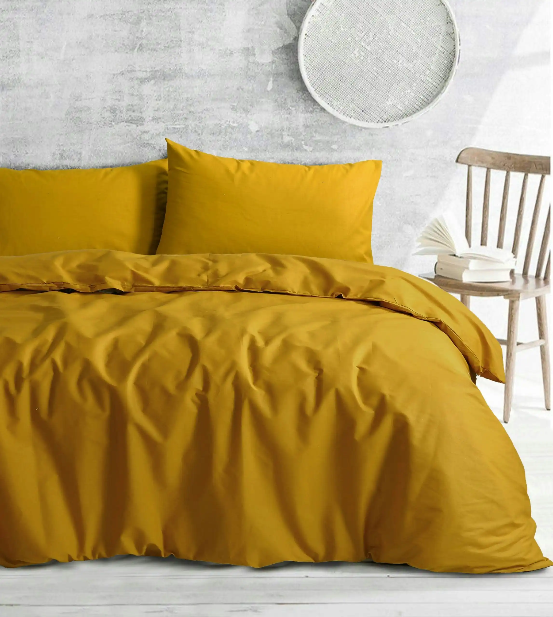 Amsons Royale Cotton Mustard Quilt Cover Set with extra standard pillowcases