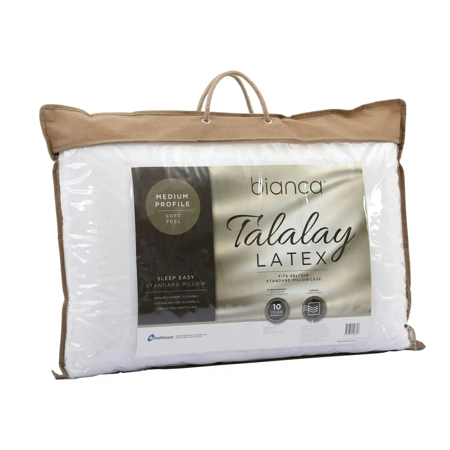 Bianca Bedding SLEEP EASY MEDIUM PROFILE SOFT FEEL TALALAY LATEX PILLOW