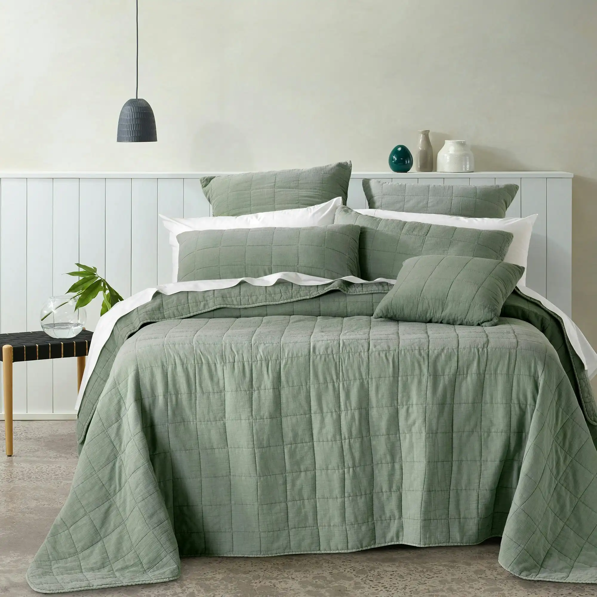 Bianca Bedding GERALDTON COVERLET SET OLIVE