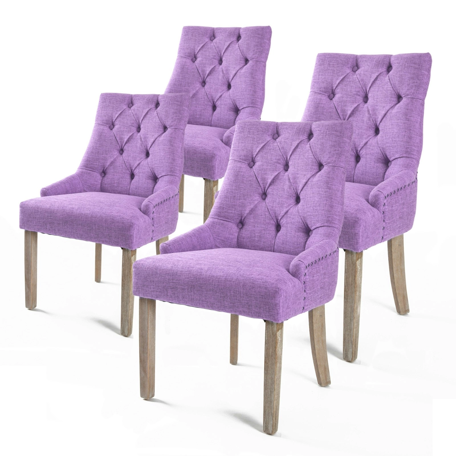 4X French Provincial Oak Leg Chair AMOUR - VIOLET