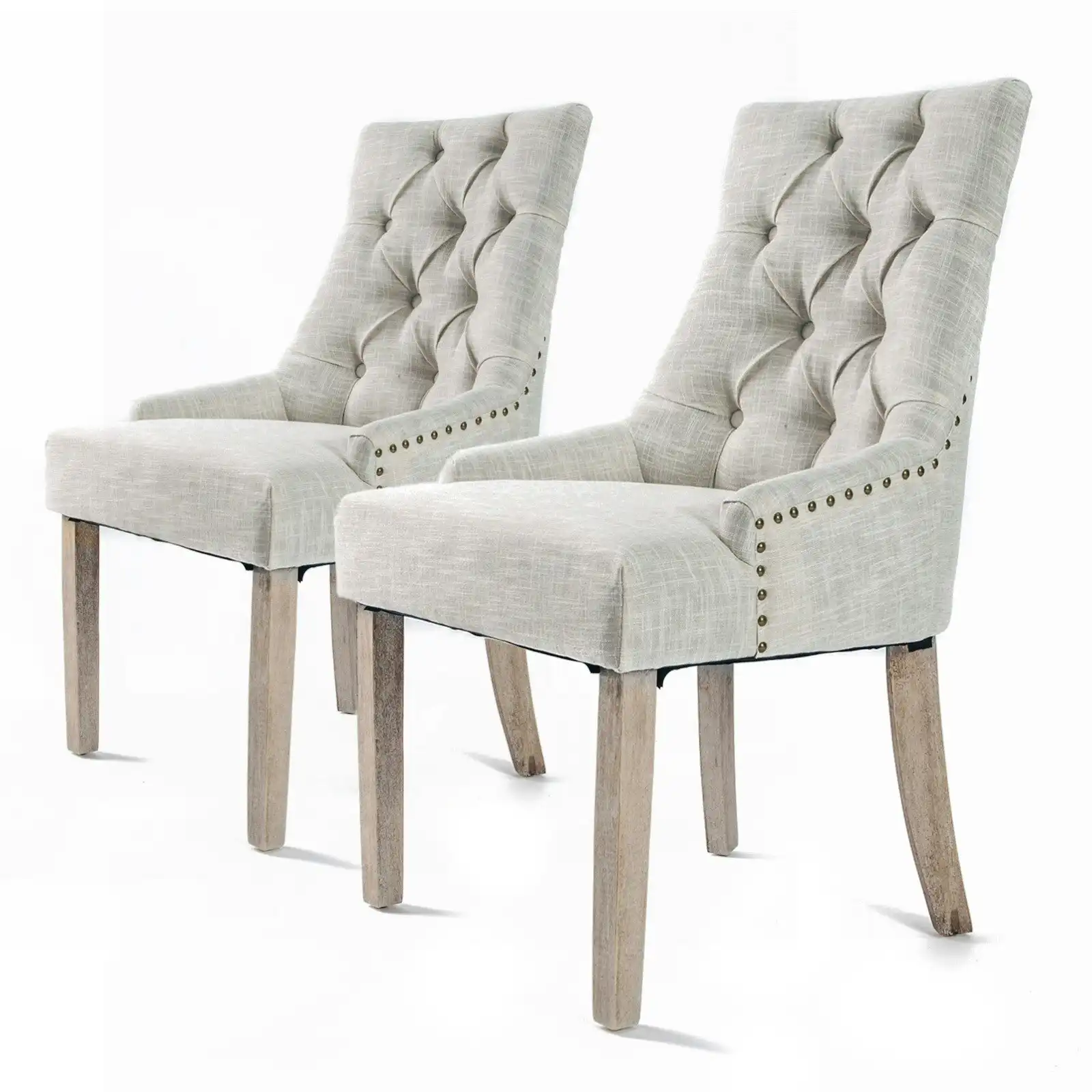 2X French Provincial Oak Leg Chair AMOUR - GREY