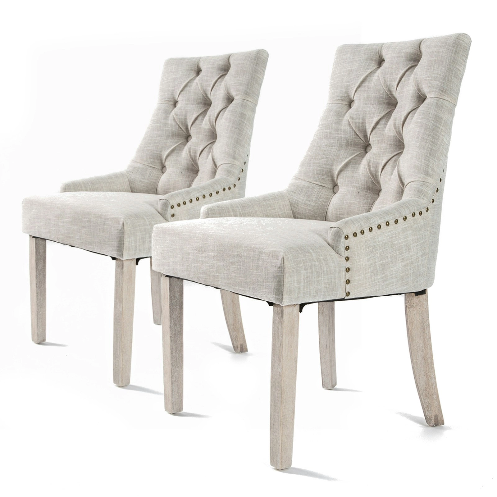 2X French Provincial Oak Leg Chair AMOUR - CREAM