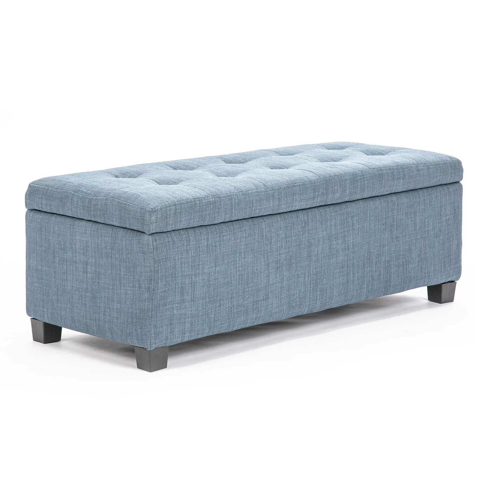 102cm Storage Ottoman Fabric - LIGHT GREY BLUE