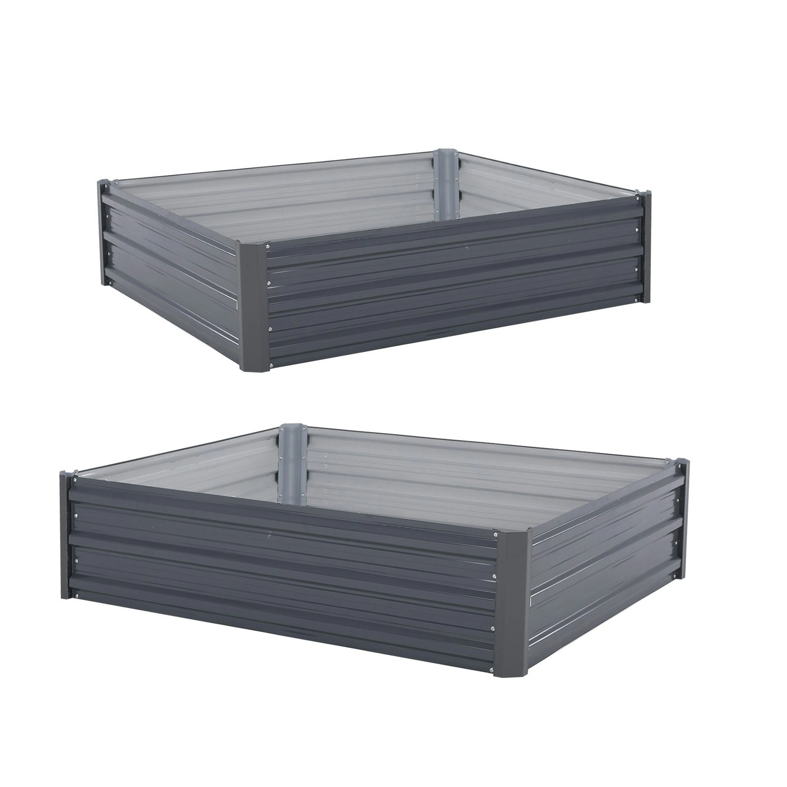 2X Raised Garden Bed Rectangular 120 x 90 x 30cm - GREY