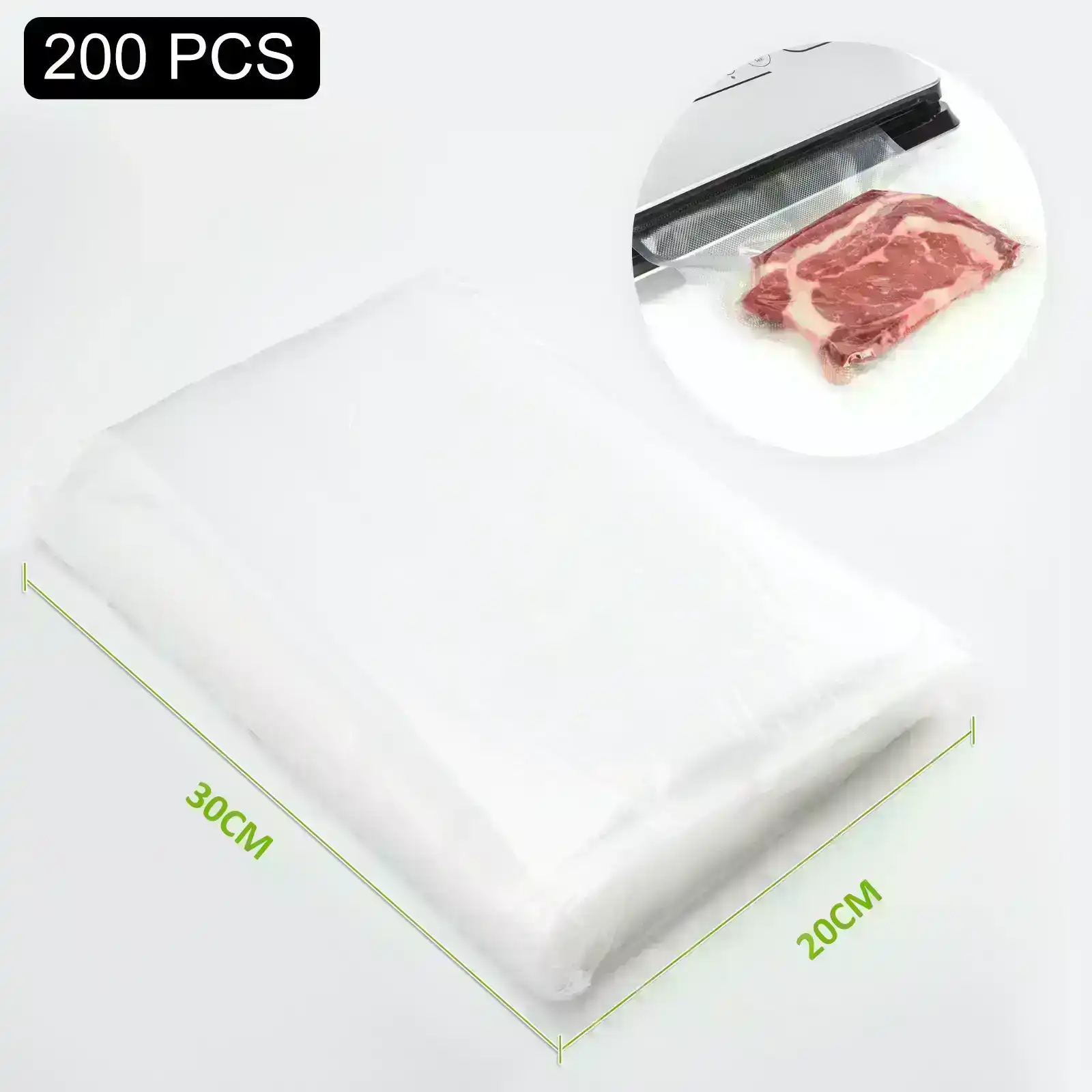 200X Vacuum Food Sealer Pre-Cut Bags - 20cm x 30cm