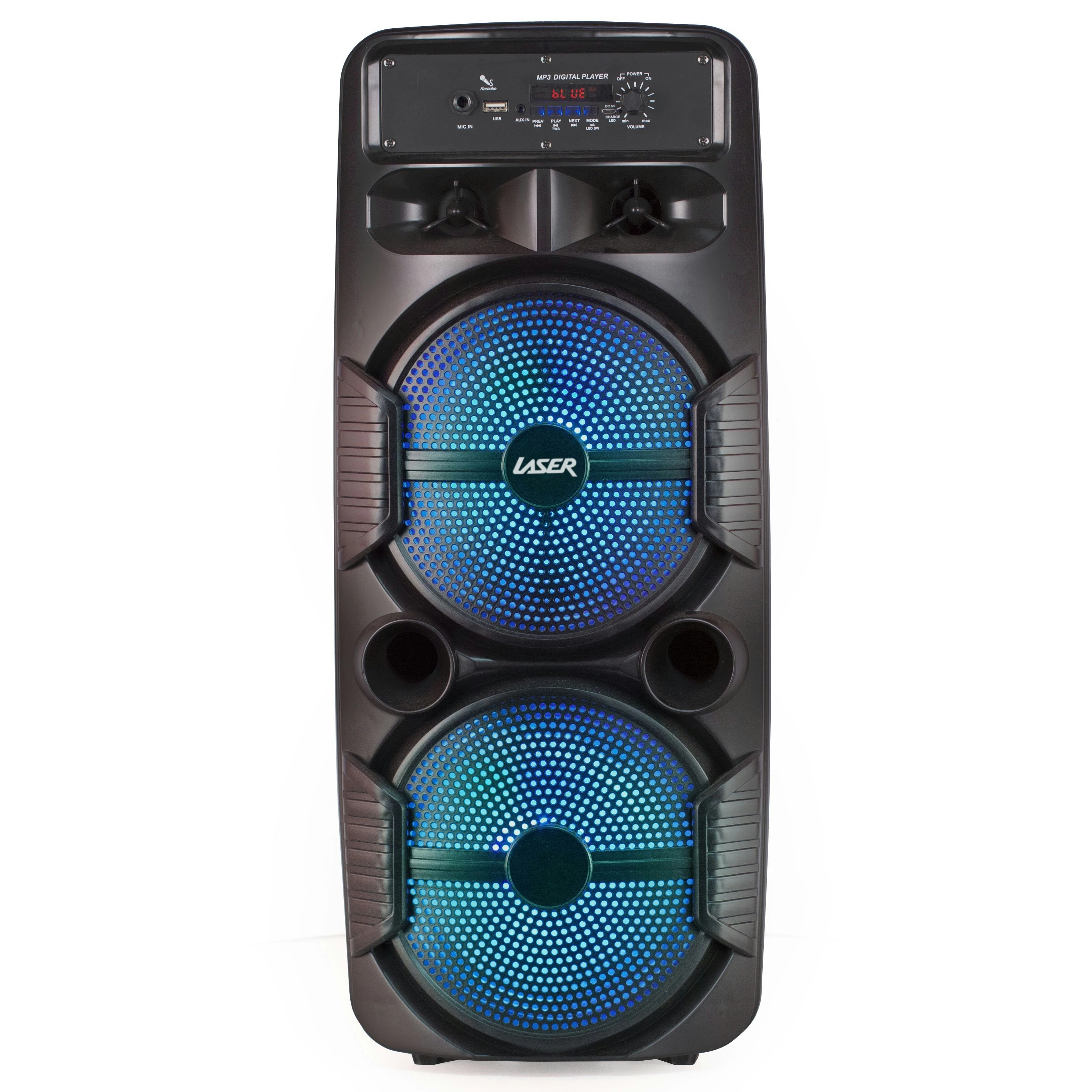 Laser Bluetooth Party Speaker w/ LED Lights - Powerful Bass, Long Battery