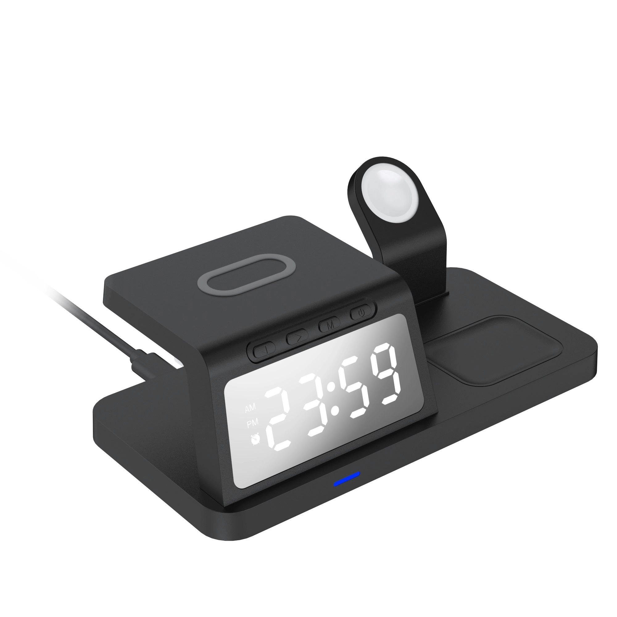 Laser 3-in-1 Wireless Charging Station - Alarm Clock for Smart phone and Watch