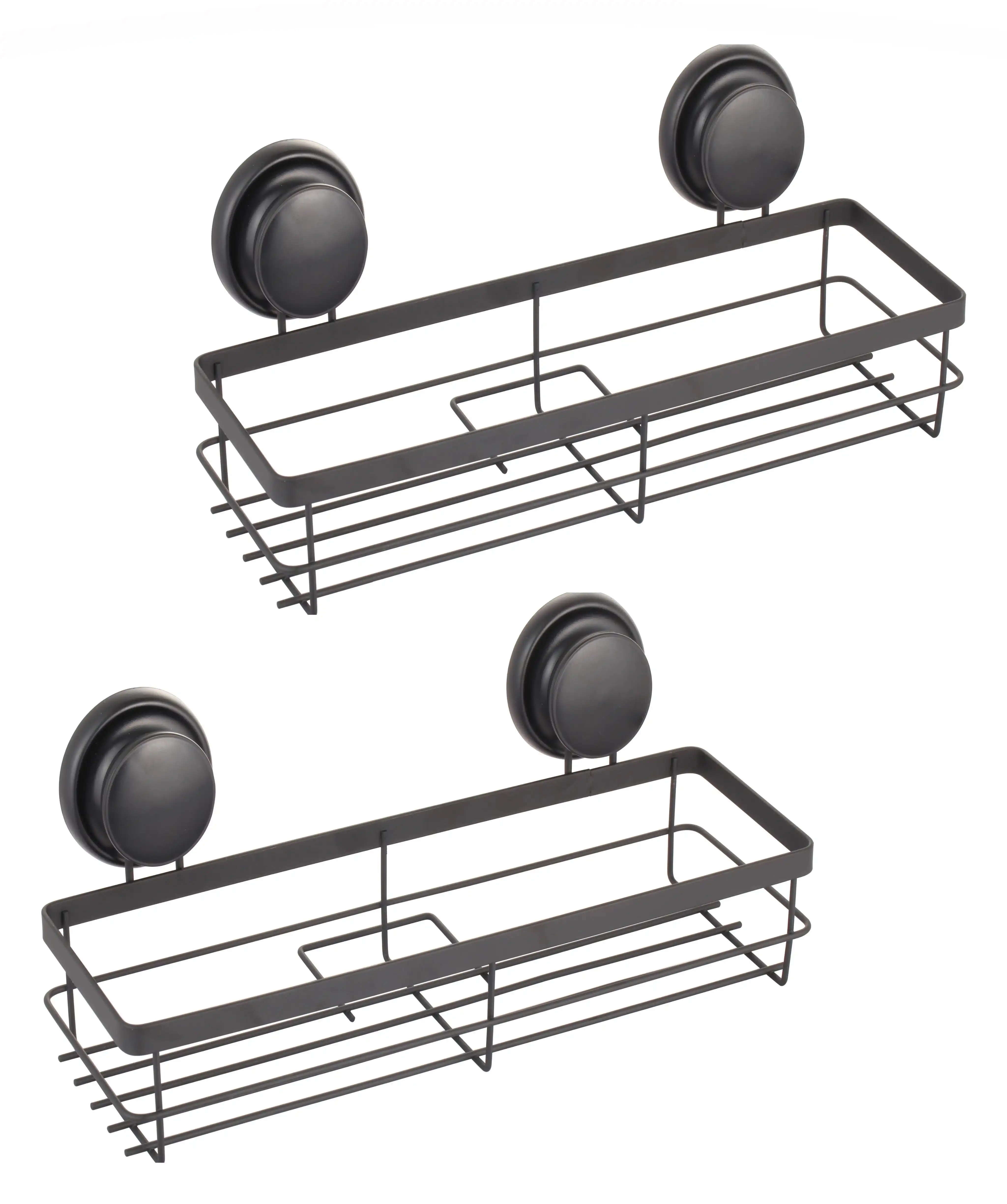 BOXSWEDEN 2 Tier Bathroom Wall Suction Rack Shower Caddy Shelf Organiser  Holder