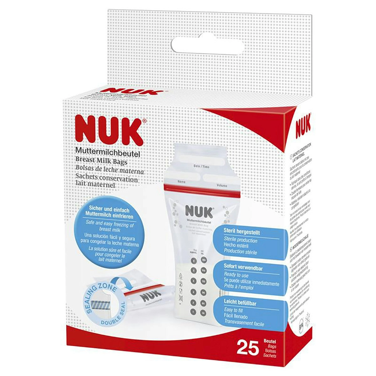 NUK Breast Milk Storage Bags 180ml, 25 Pack