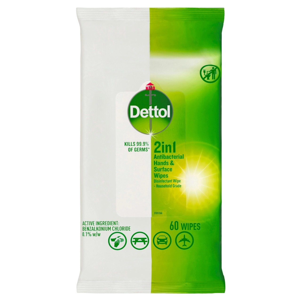 Dettol Antibacterial 2 in 1 Hand & Surface Wipes 60 Pack