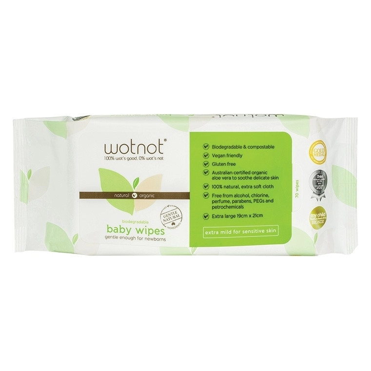 Wotnot Biodegradable New Born Wipes 70 Pack