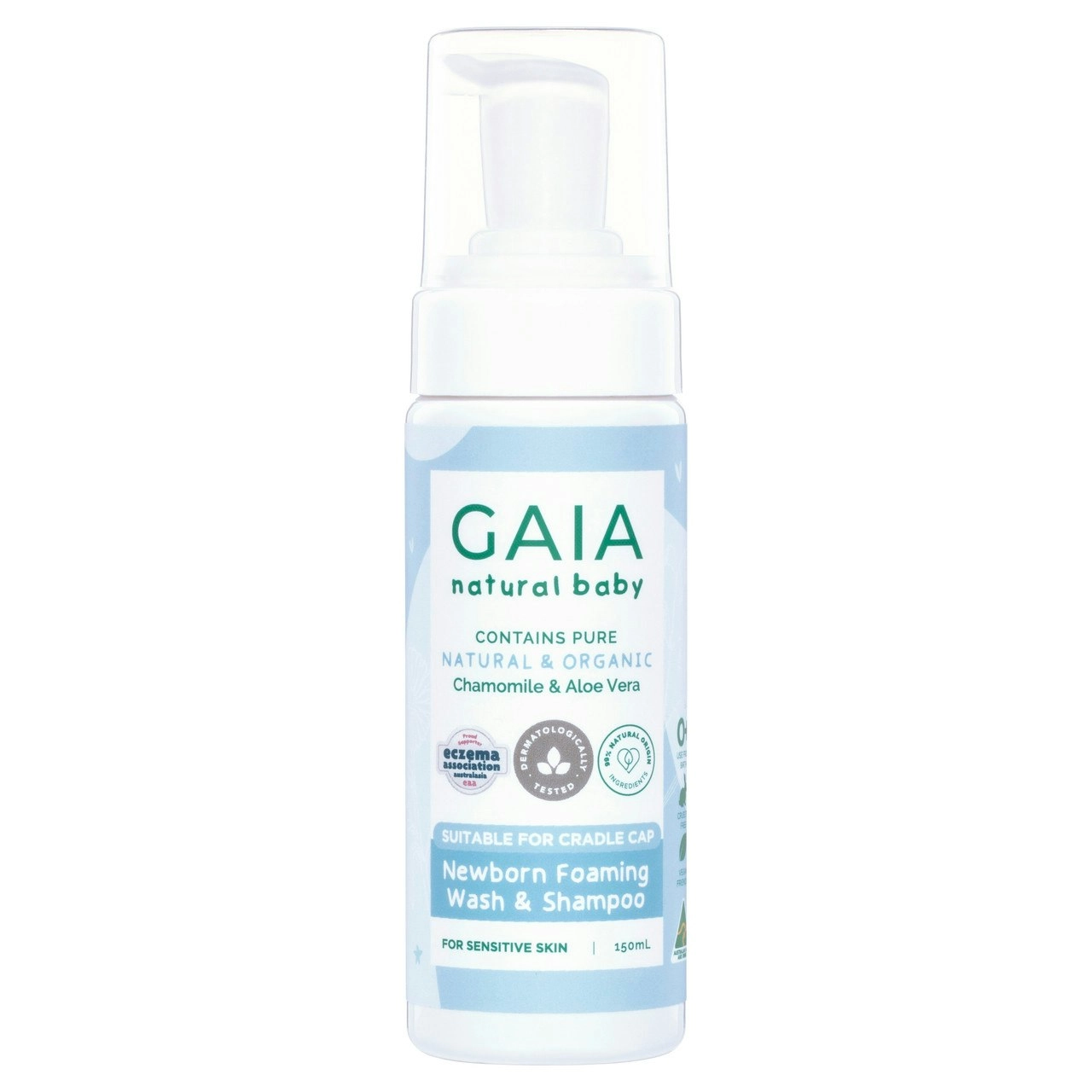 Gaia Natural Baby Newborn Foaming Wash & Shampoo 150mL