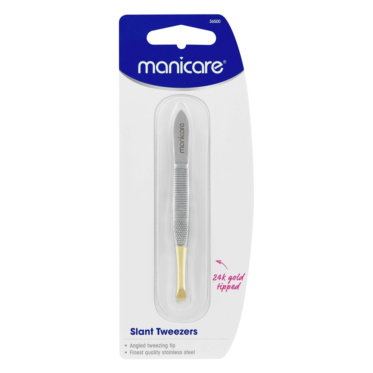 Manicare Slant Tweezers, Gold Tipped