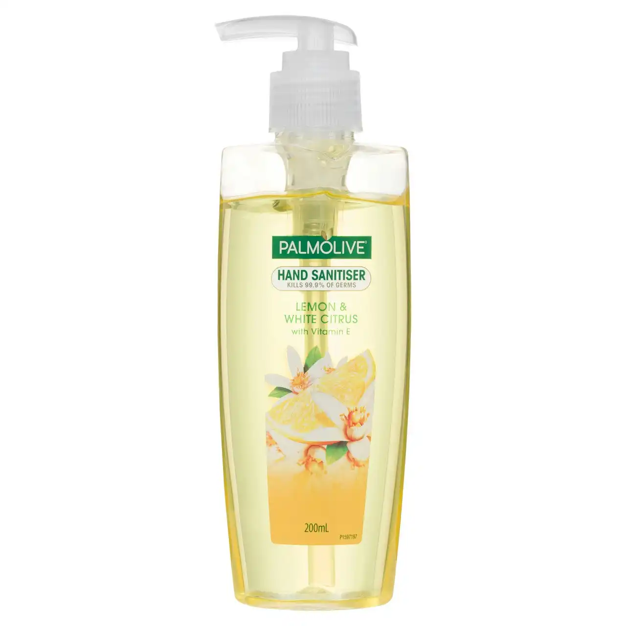 Palmolive Instant Antibacterial Hand Sanitiser Lemon & White Citrus Pump 200mL, Non-Sticky, Rinse Free, Kills Germs