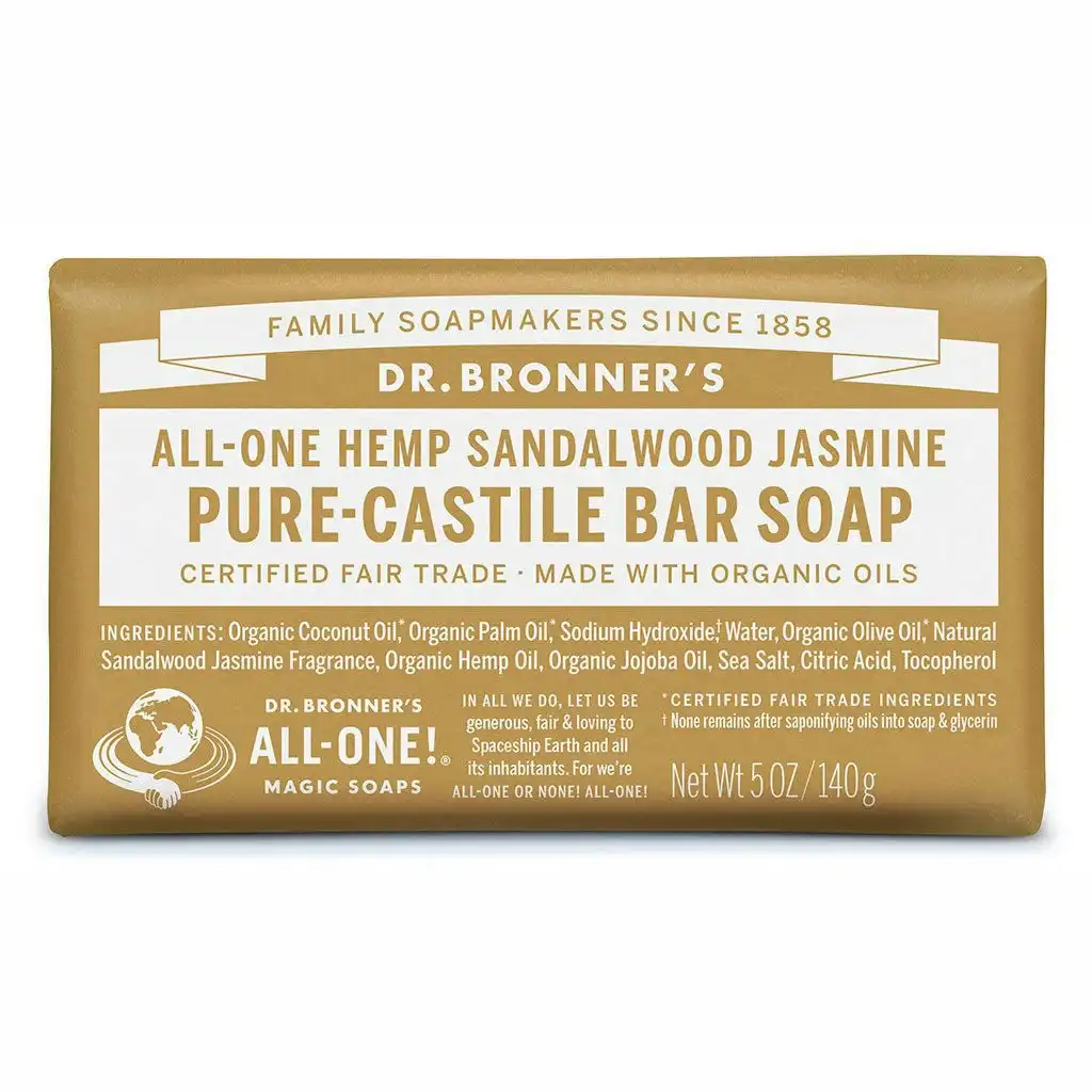 Dr. Bronner's Pure-Castile Sandalwood Jasmine Bar Soap 140g