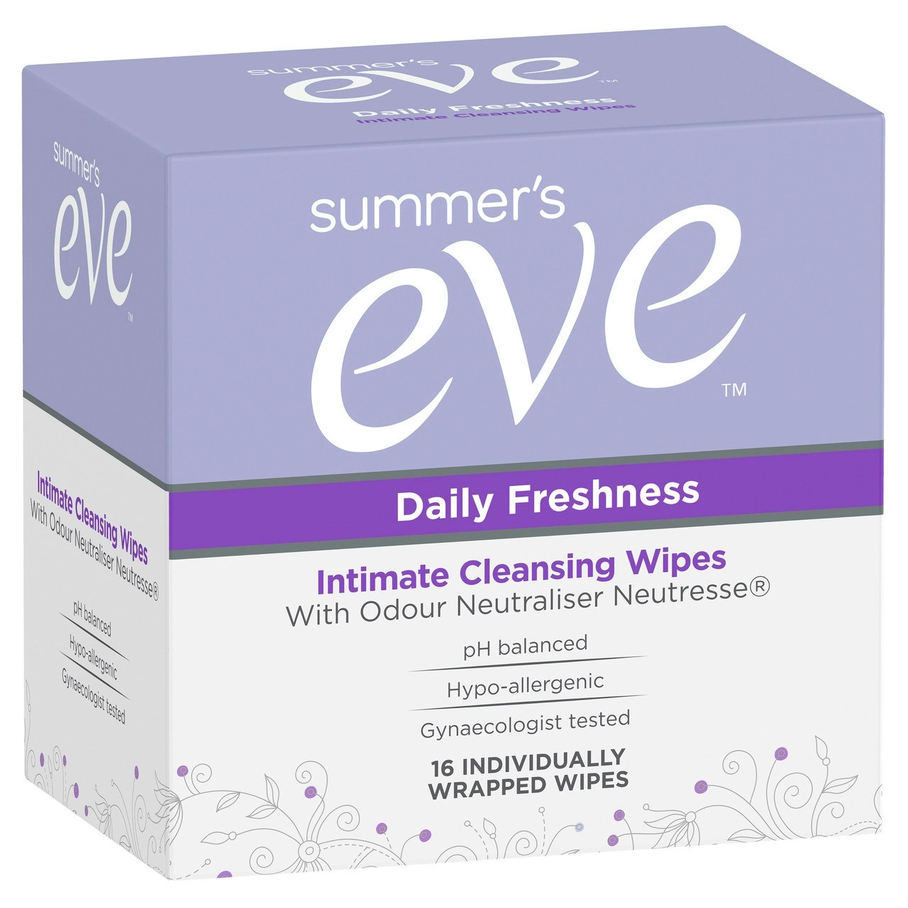 Summer's Eve Daily Freshness Intimate Cleansing Wipes with Odour Neutraliser Neutresse 16 Pack