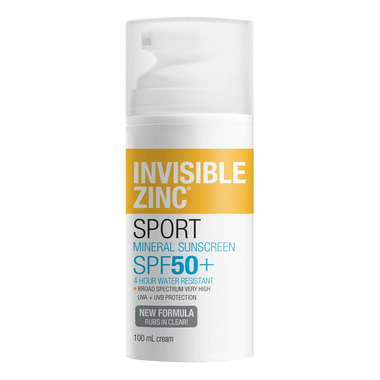 Invisible Zinc Sport Mineral Sunscreen SPF 50+ Cream 100mL