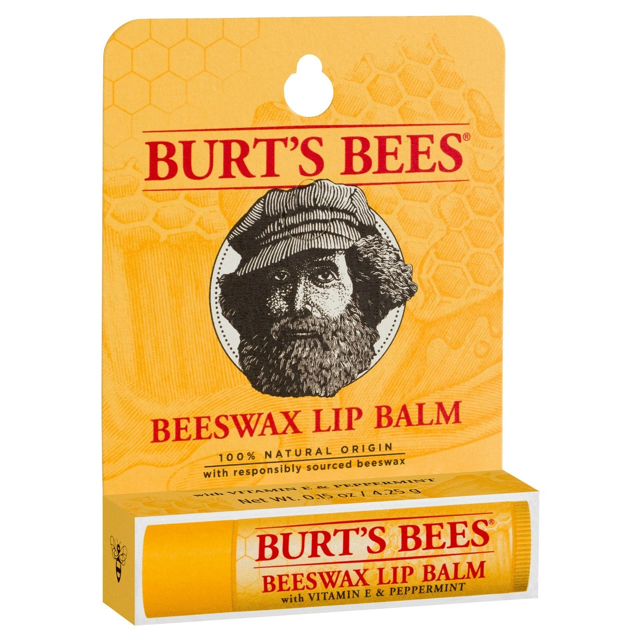 Burts Bees 100% Natural Beeswax With Vitamin E & Peppermint Lip Balm 4.25g