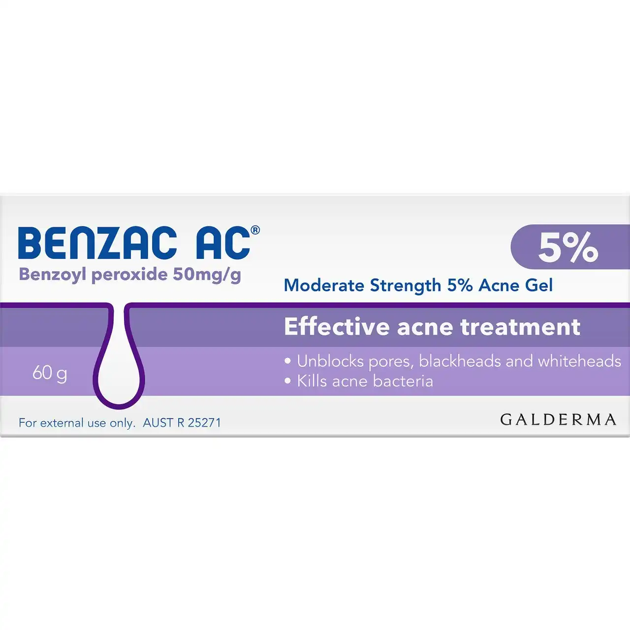 Benzac AC Moderate Strength 5% Acne Gel 60g, Acne Treatment