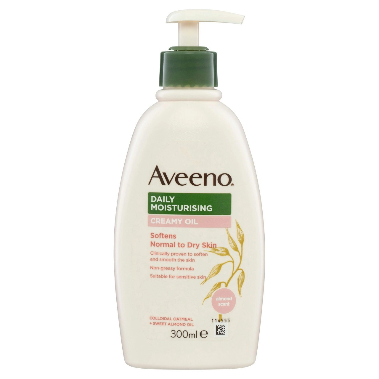 Aveeno Daily Moisturising Creamy Oil Almond Scented Body Lotion Non-Greasy 24-Hour Hydration Normal Dry Sensitive Skin 300mL