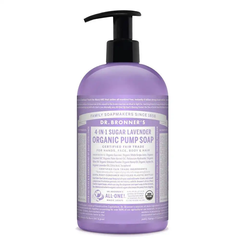 Dr. Bronner's 4-In-1 Sugar Lavender Organic Pump Soap 355ml