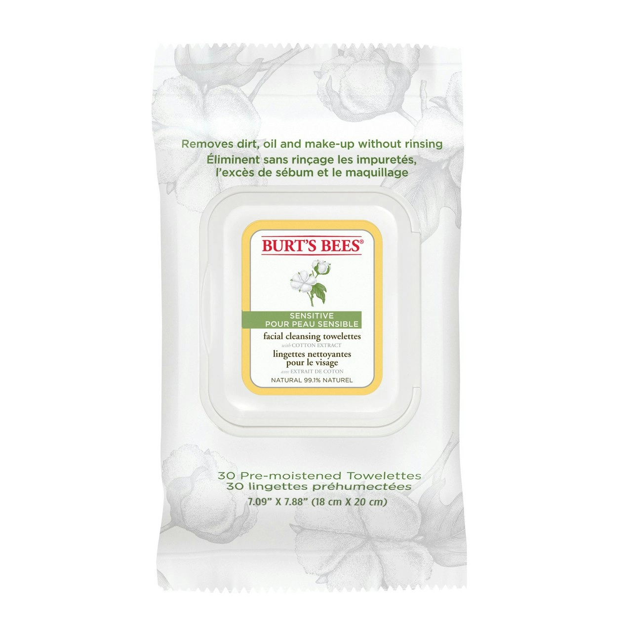 Burt's Bees Sensitive Facial Cleansing Wipes 30 Pack